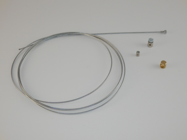 BH-R8002, Universal Bowdenzug-Set 4-teilig, 2m Seil verzinkt Ø1,5mm mit Flaschennippel Ø6mm, 2x Schraubnippel, 1x Quernippel