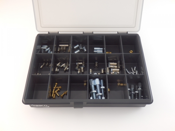 BH-R8018, Universal Bowdenzug, Kleinsortimente-Box, Inh. 115 Stck, Abschluss.-,Stellschrauben, Löt.-,Schraubnippel uvm.